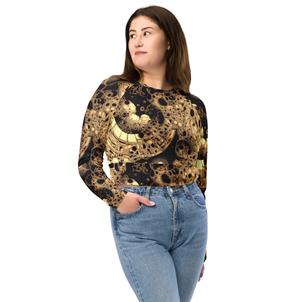 Baroque Orbit on Long Sleeve Crop Top — Front