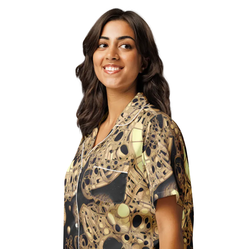 Baroque Orbit on Women's Short Sleeve Pajama Top — Left Front