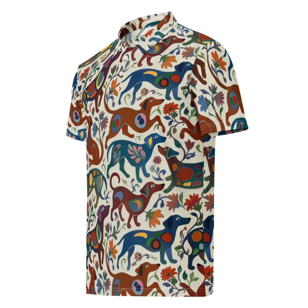 Folk Hounds on Men's Slim Fit Polo Shirt — Left Front