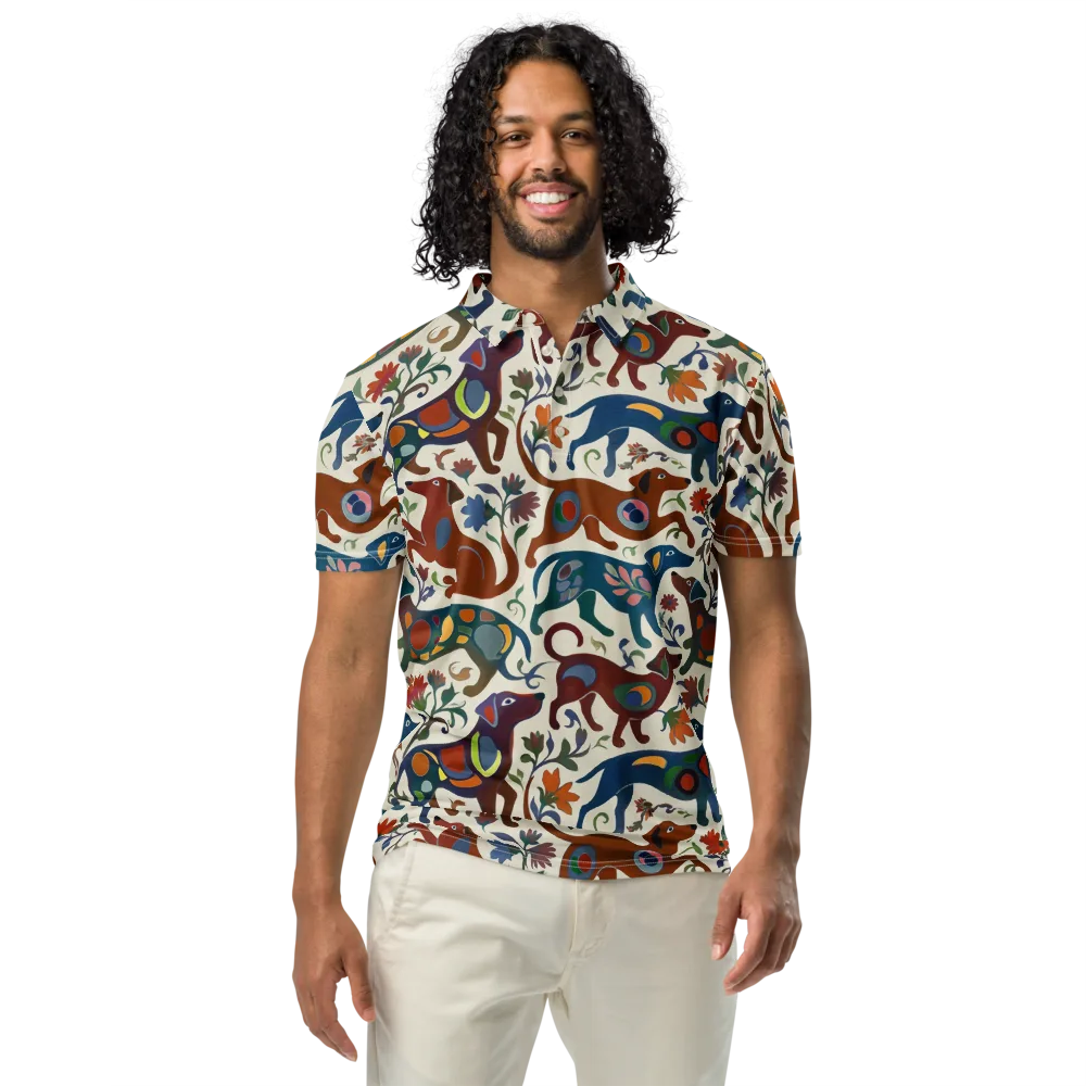 Folk Hounds on Men's Slim Fit Polo Shirt — Front