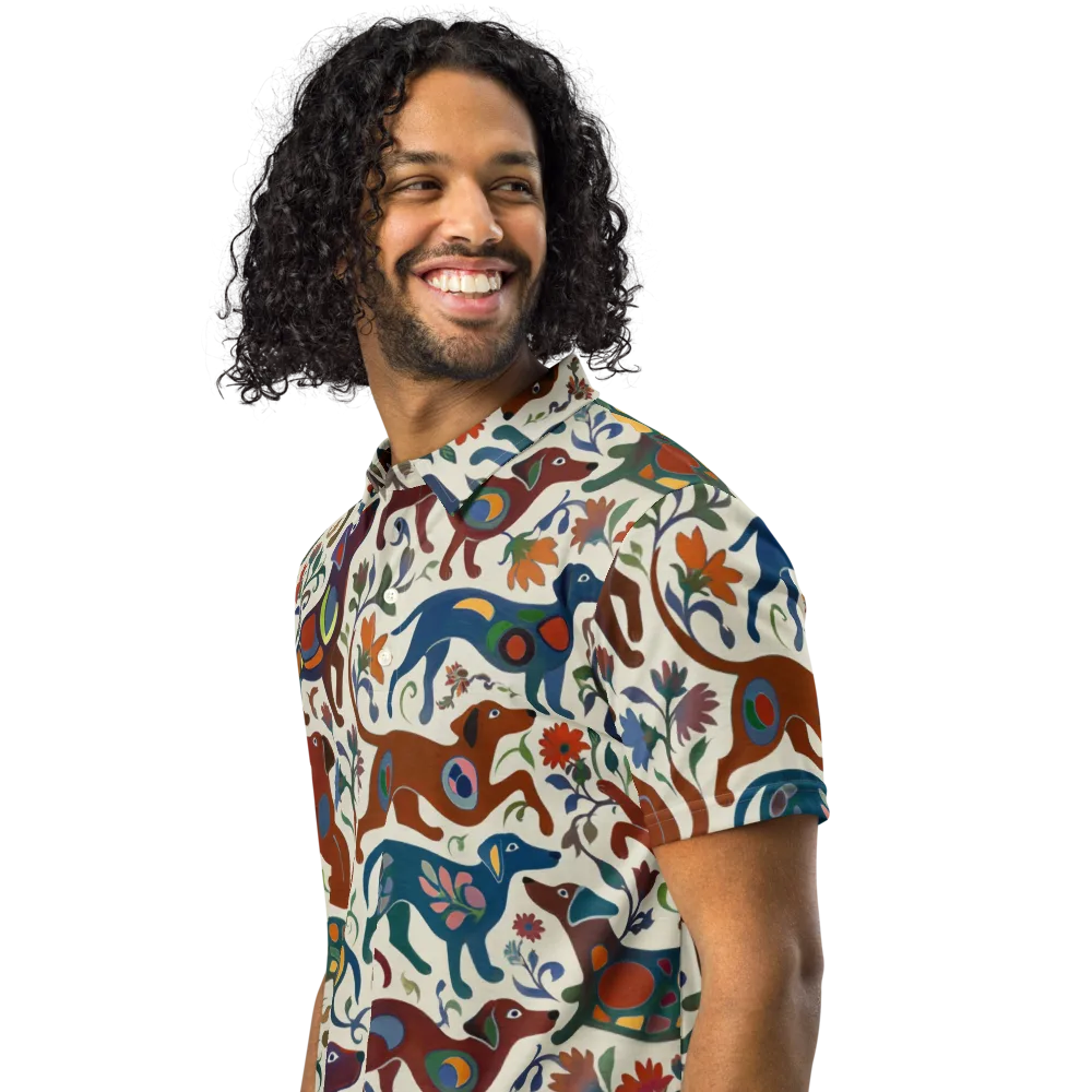 Folk Hounds on Men's Slim Fit Polo Shirt — Left Front