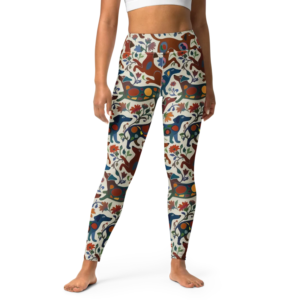 Folk Hounds on Yoga Leggings — Front