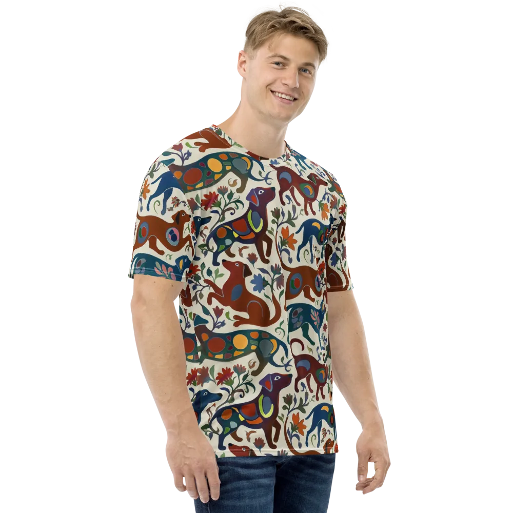 Folk Hounds on Men's Crew Neck T-Shirt — Right