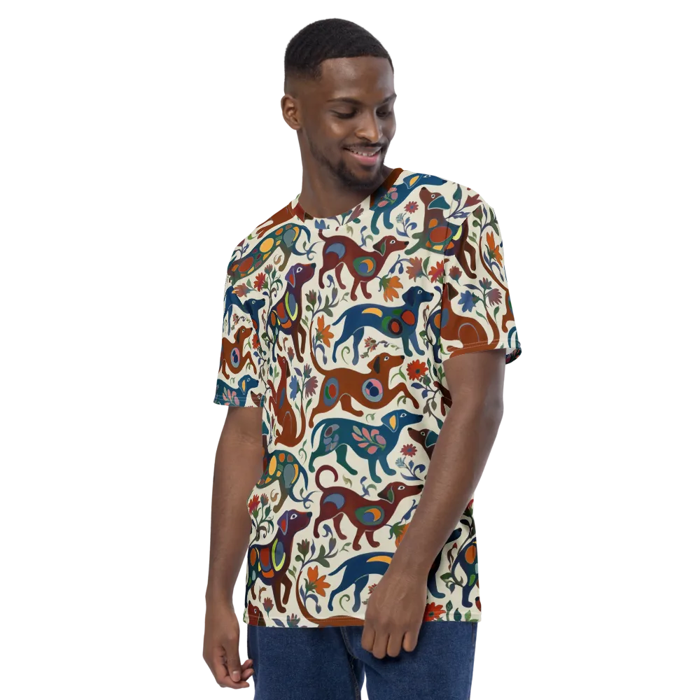 Folk Hounds on Men's Crew Neck T-Shirt — Left