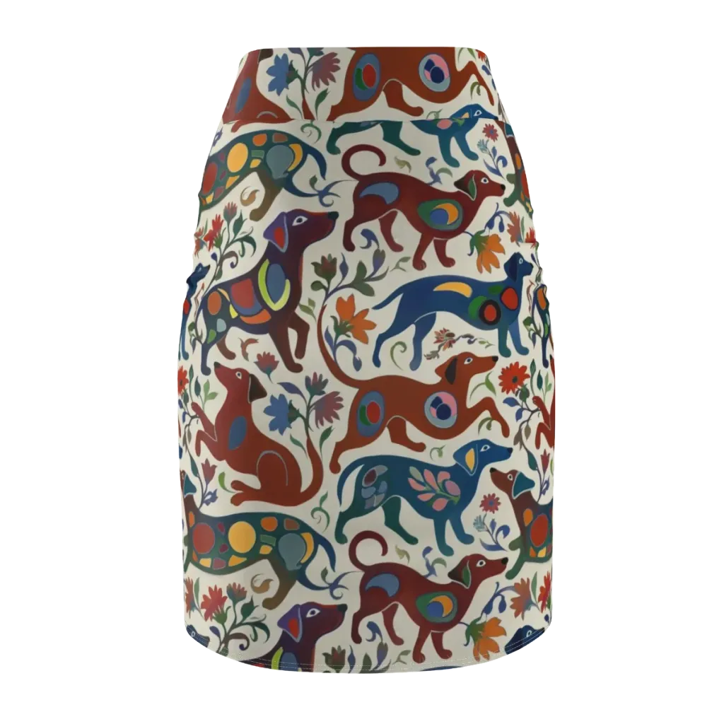 Folk Hounds on Pencil Skirt — Back