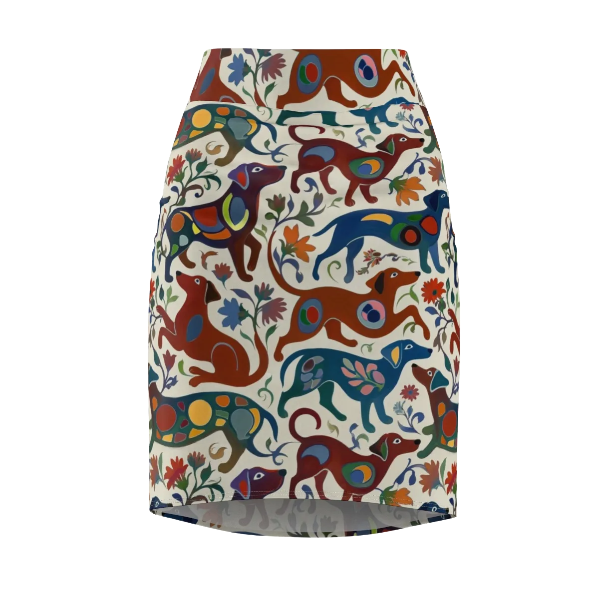 Folk Hounds on Pencil Skirt — Front