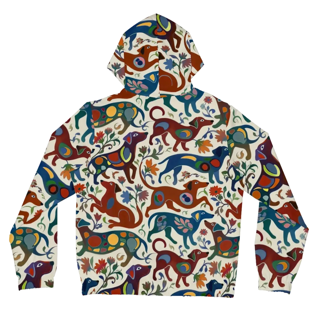 Folk Hounds on Women's Full-Zip Hoodie — Back