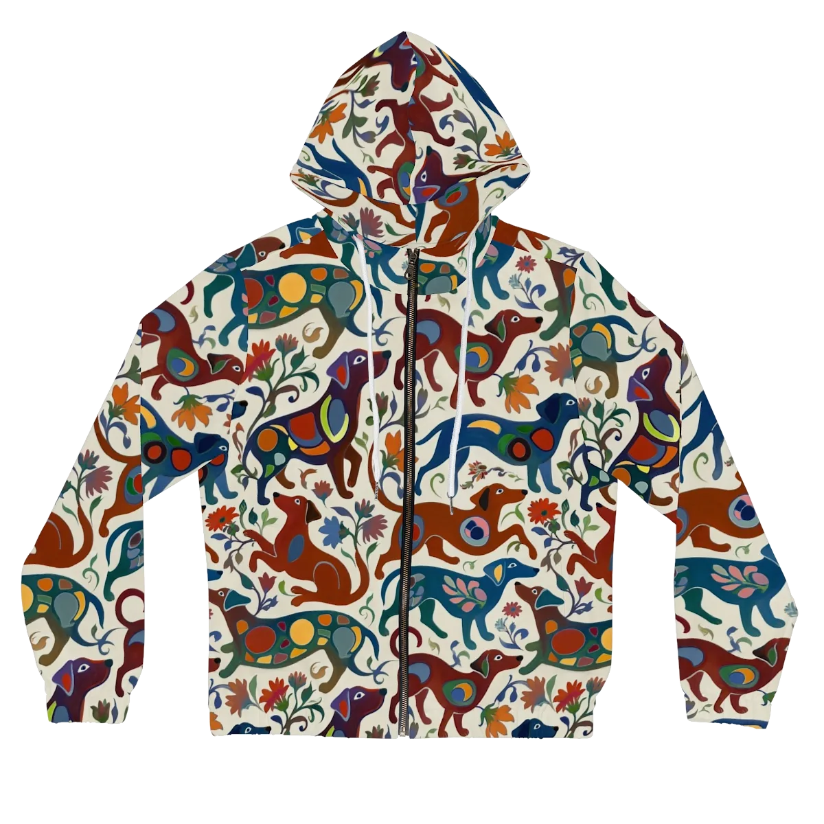 Folk Hounds on Women's Full-Zip Hoodie — Front