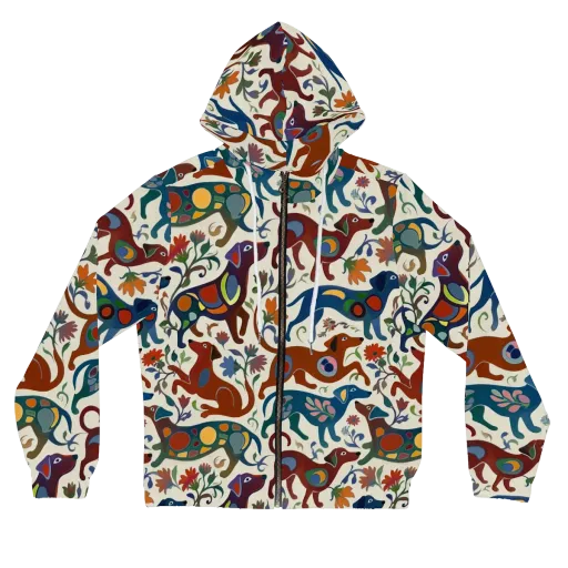 Folk Hounds on a Women's Full-Zip Hoodie