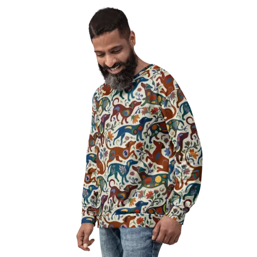 Folk Hounds on a Sweatshirt