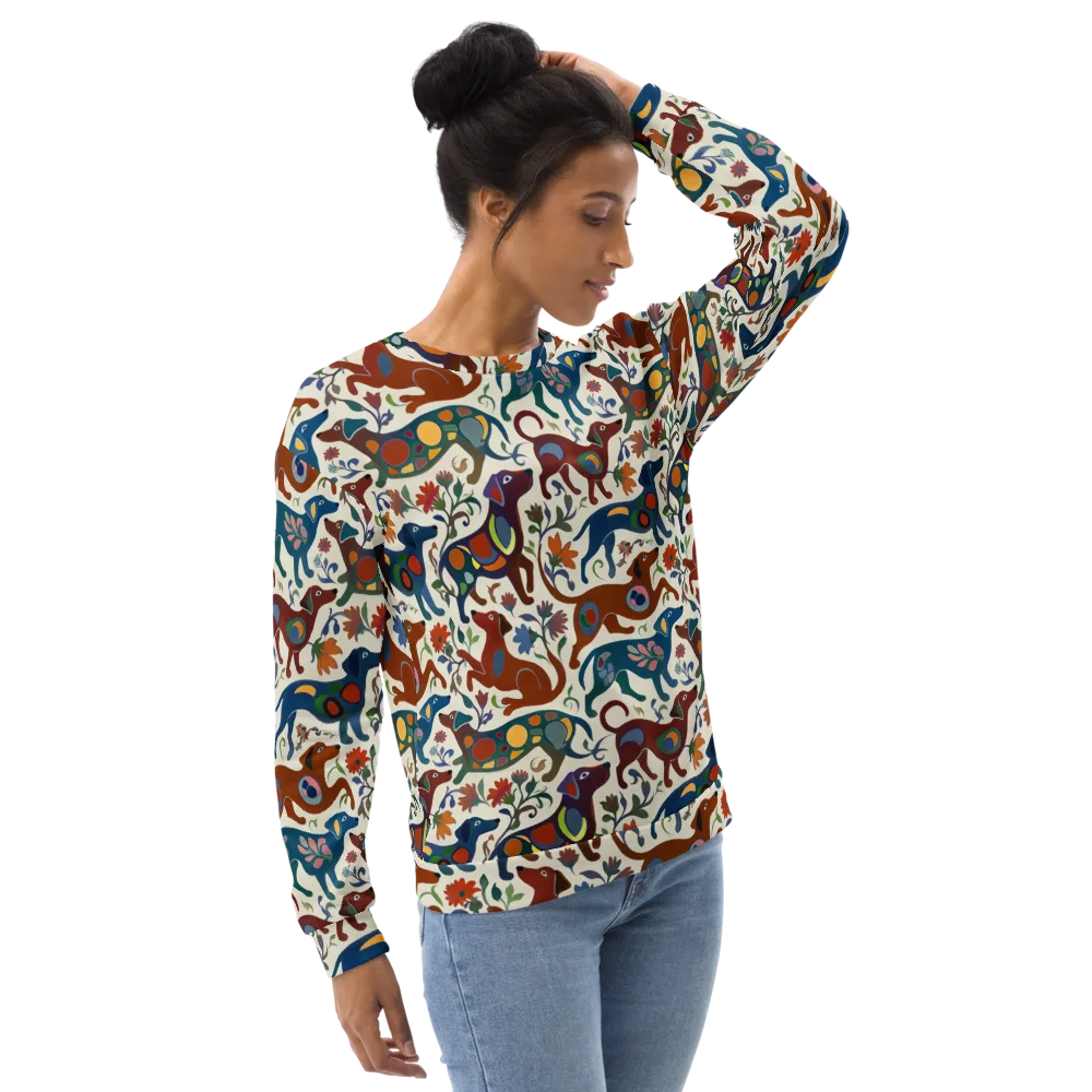 Folk Hounds on Sweatshirt — Right Front