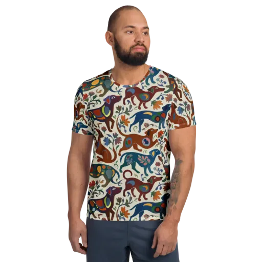 Folk Hounds on a Men's Athletic T-Shirt