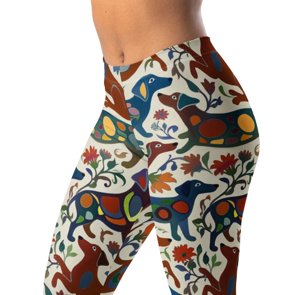 Folk Hounds on Leggings — Left Front
