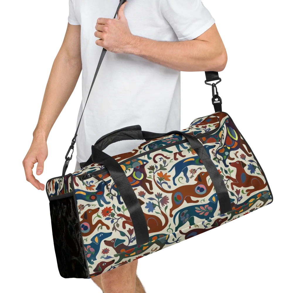 Folk Hounds on Duffle Bag — Right Front