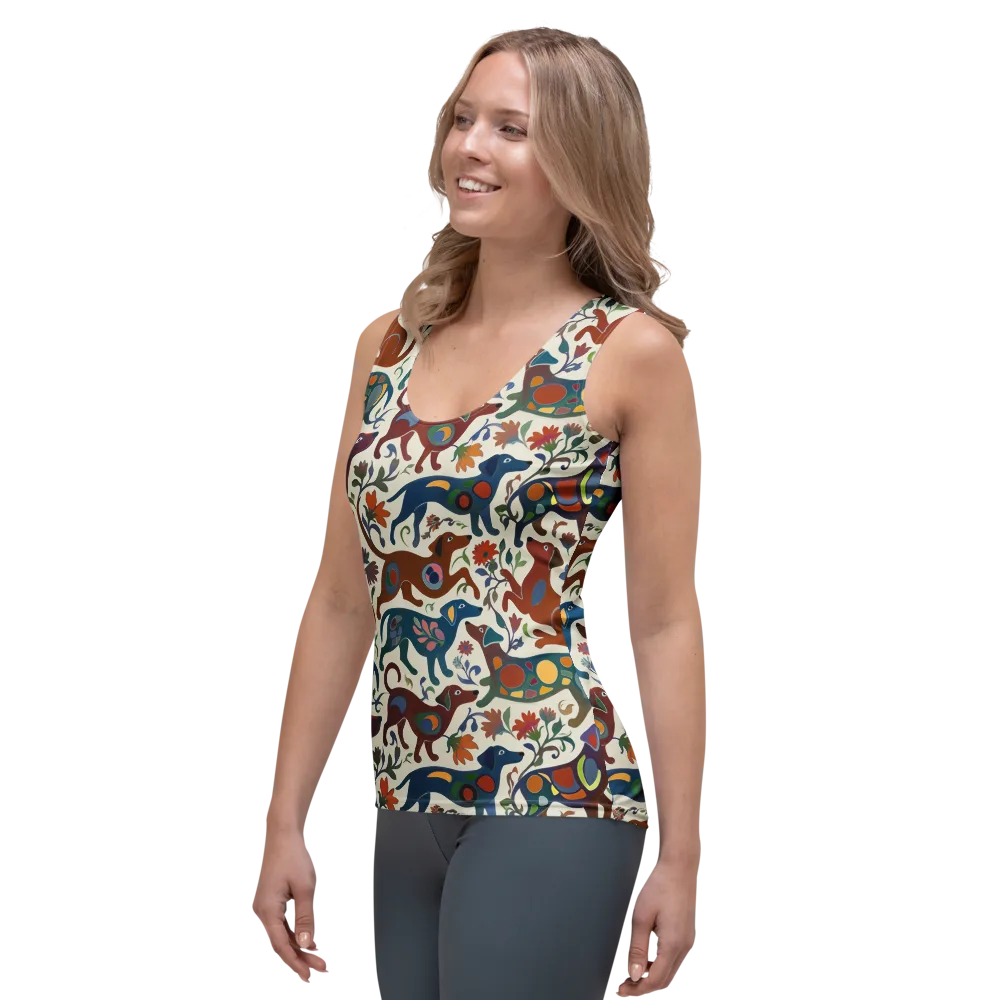 Folk Hounds on Women's Tank Top — Left Front