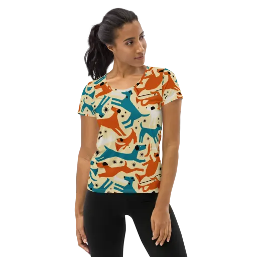 Terrier Tempo on a Women's Athletic T-Shirt