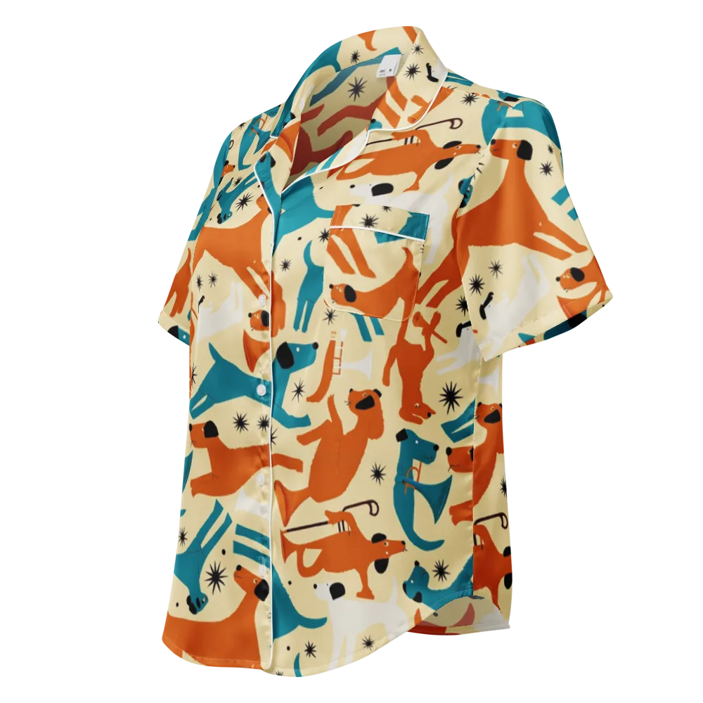 Terrier Tempo on Women's Short Sleeve Pajama Top — Left Front
