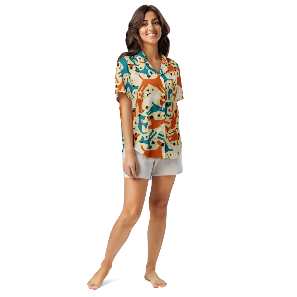 Terrier Tempo on Women's Short Sleeve Pajama Top — Front