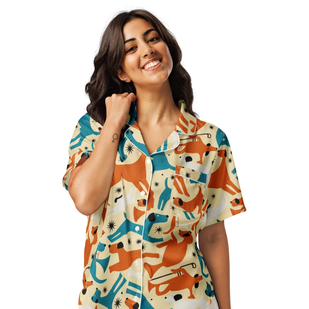 Terrier Tempo on Women's Short Sleeve Pajama Top — Front