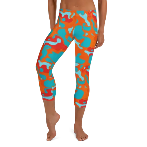 Turquoise Flame on a Capri Leggings