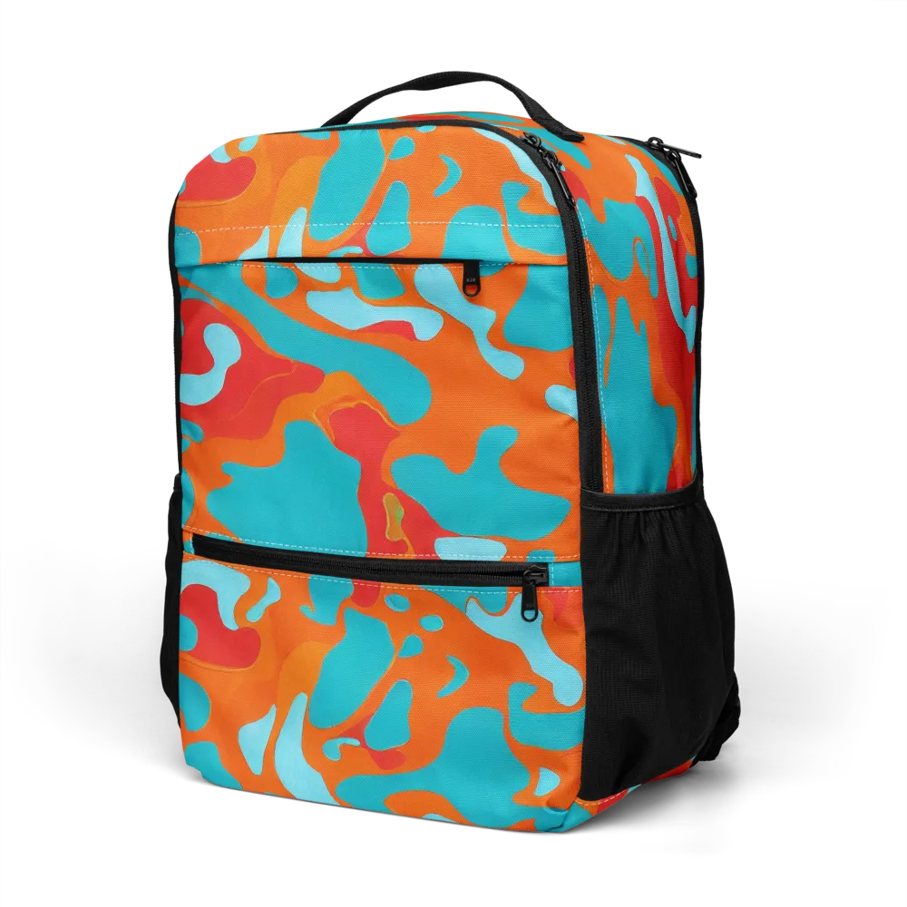 Turquoise Flame on Utility Backpack — Left Front
