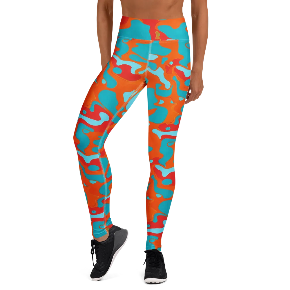Turquoise Flame on Yoga Leggings — Front