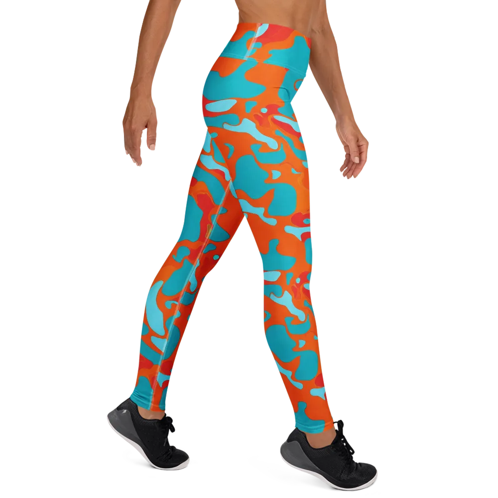 Turquoise Flame on Yoga Leggings — Right