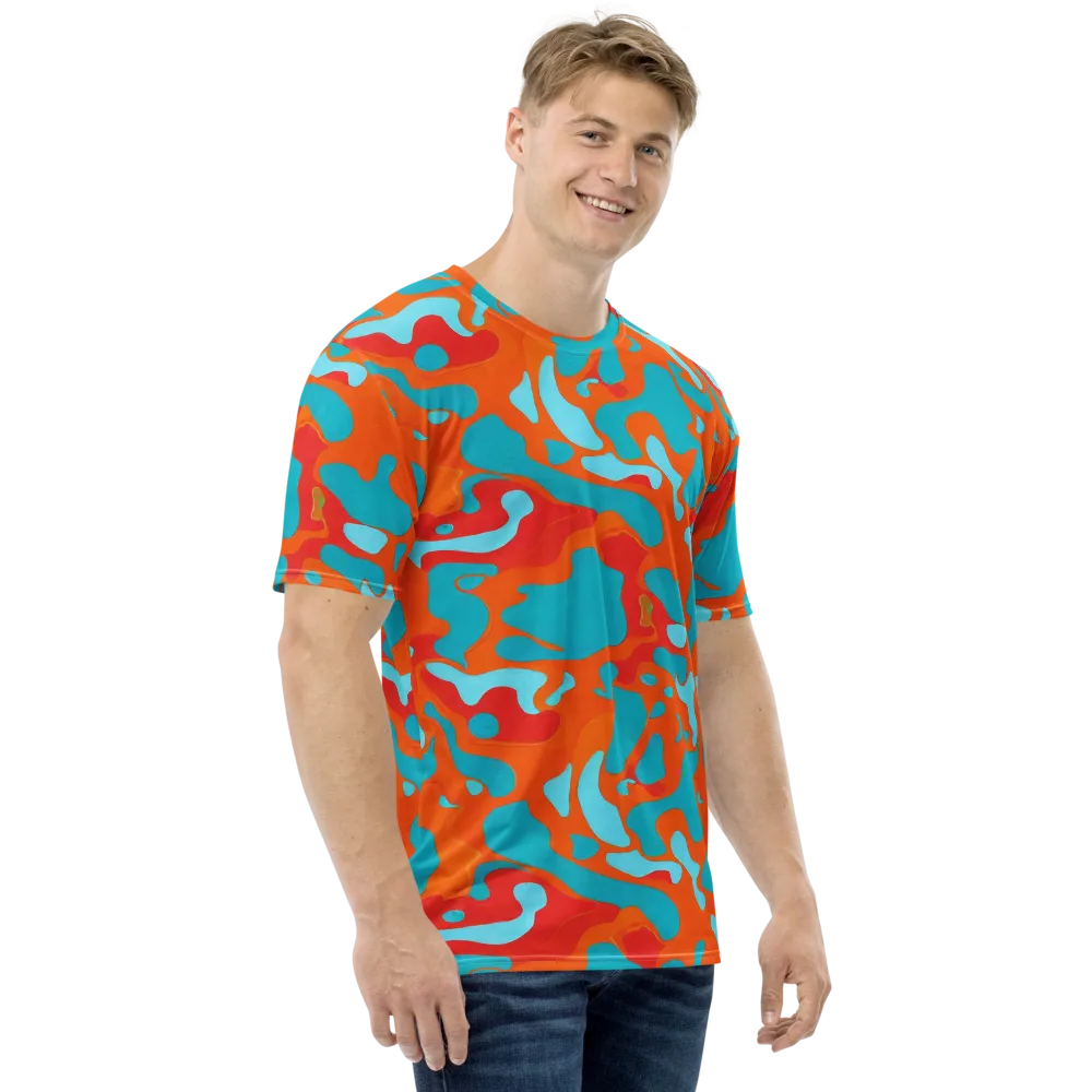 Turquoise Flame on Men's Crew Neck T-Shirt — Right