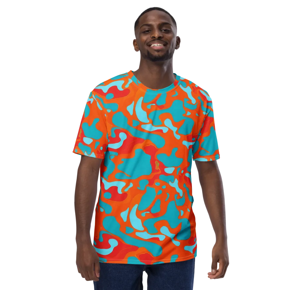 Turquoise Flame on Men's Crew Neck T-Shirt — Front