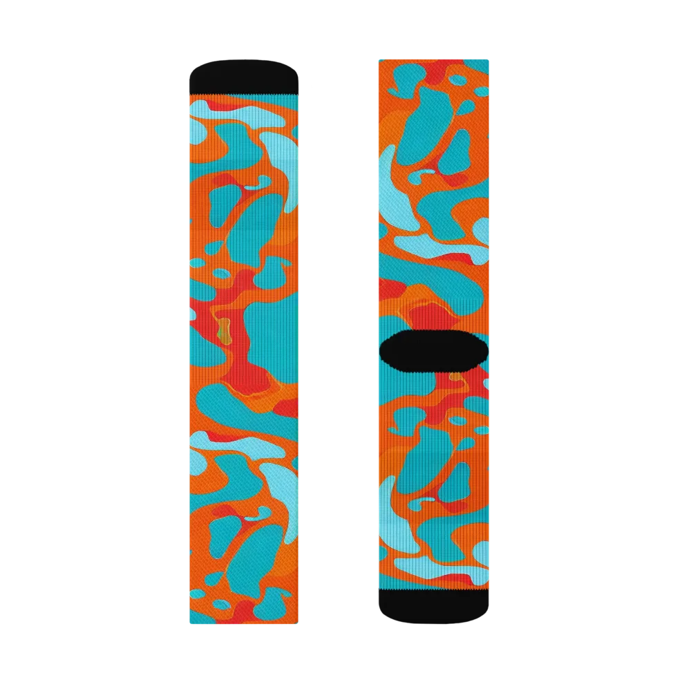 Turquoise Flame on Socks — Left Sock