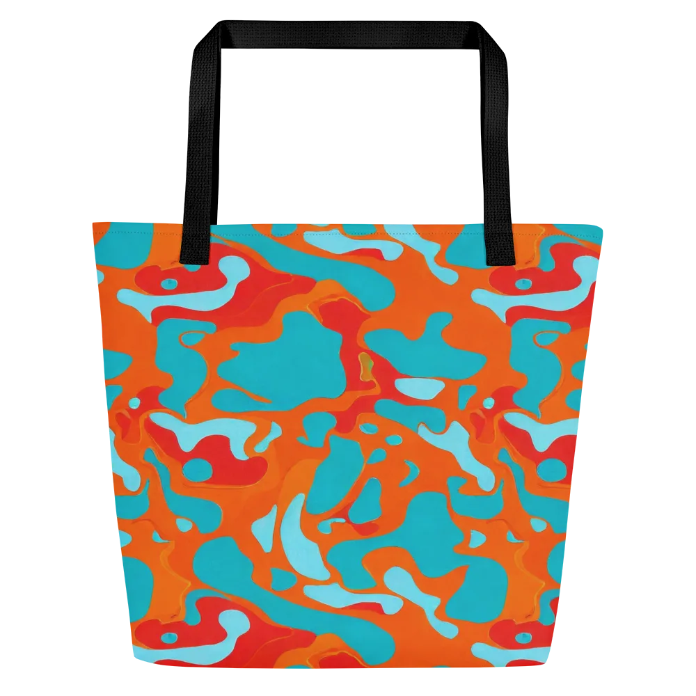 Turquoise Flame on Large Tote Bag W/ Pocket — Front