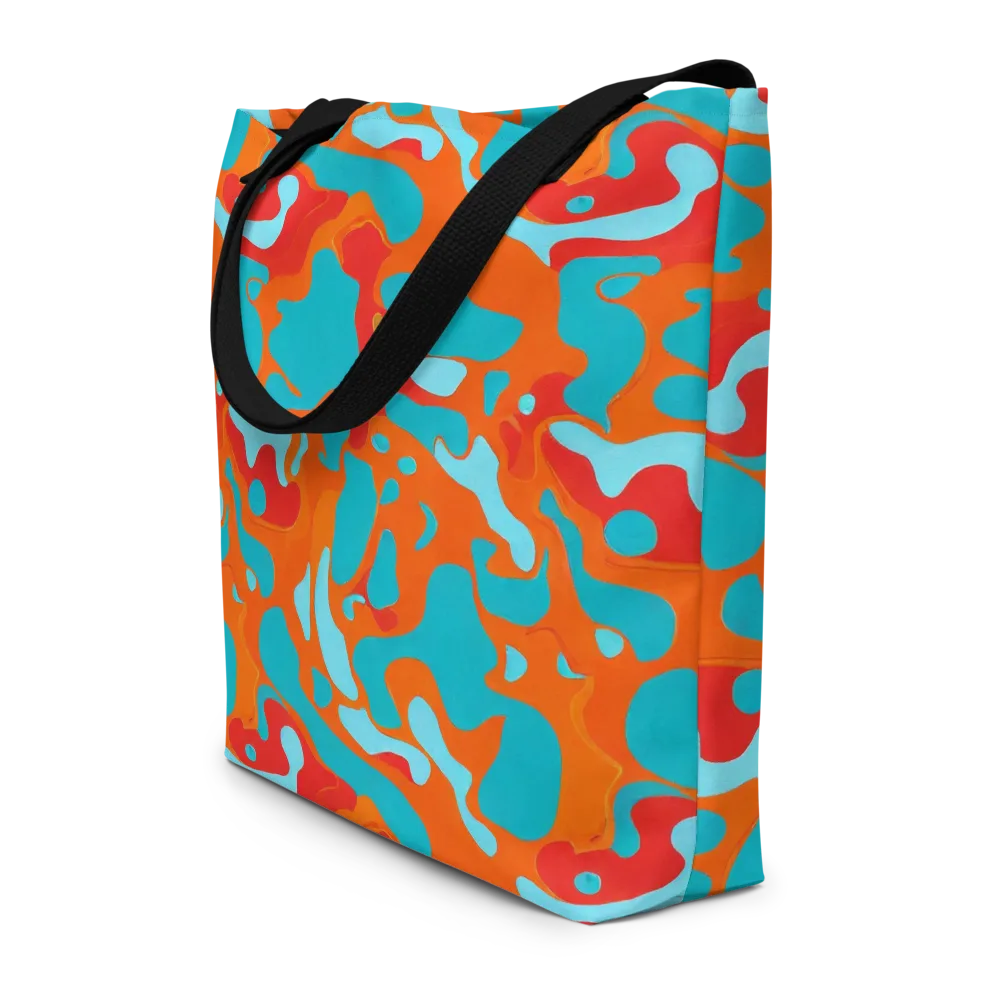 Turquoise Flame on Large Tote Bag W/ Pocket — Front