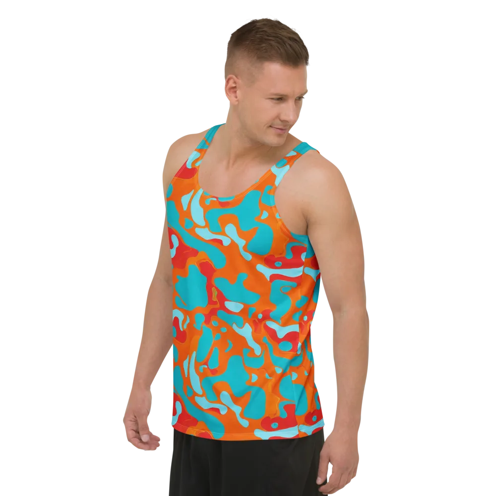 Turquoise Flame on Men's Tank Top — Left Front