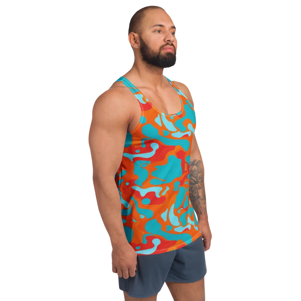Turquoise Flame on Men's Tank Top — Right Front