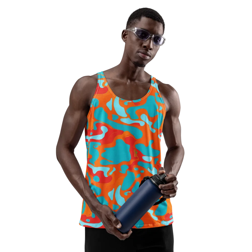 Turquoise Flame on Men's Tank Top — Front