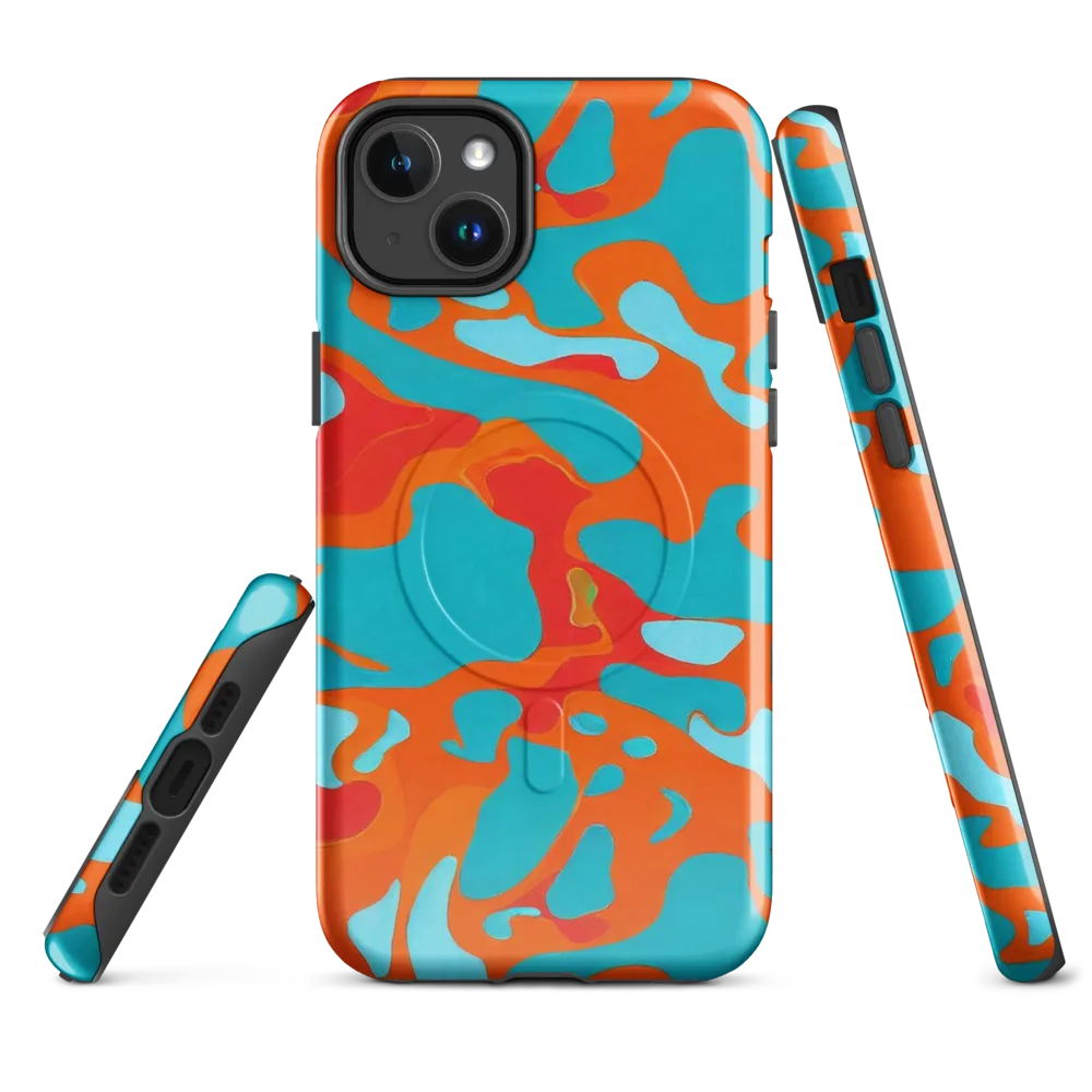 Turquoise Flame on MagSafe Tough Case for iPhone® — Front