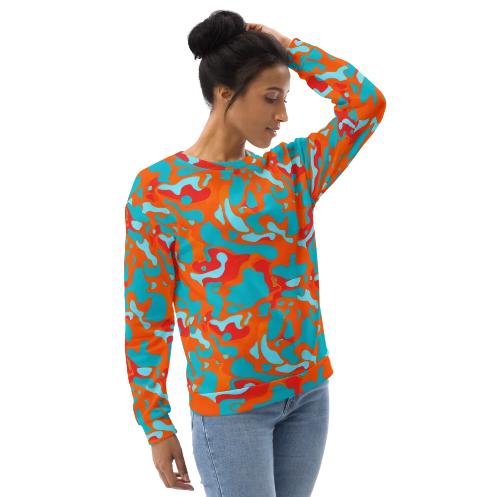 Turquoise Flame on Sweatshirt — Right Front