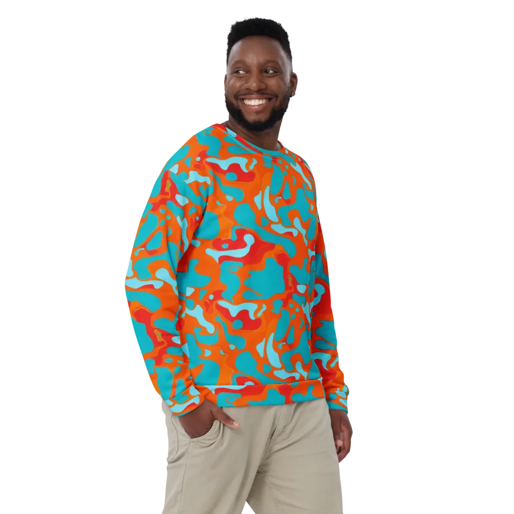 Turquoise Flame on Sweatshirt — Front
