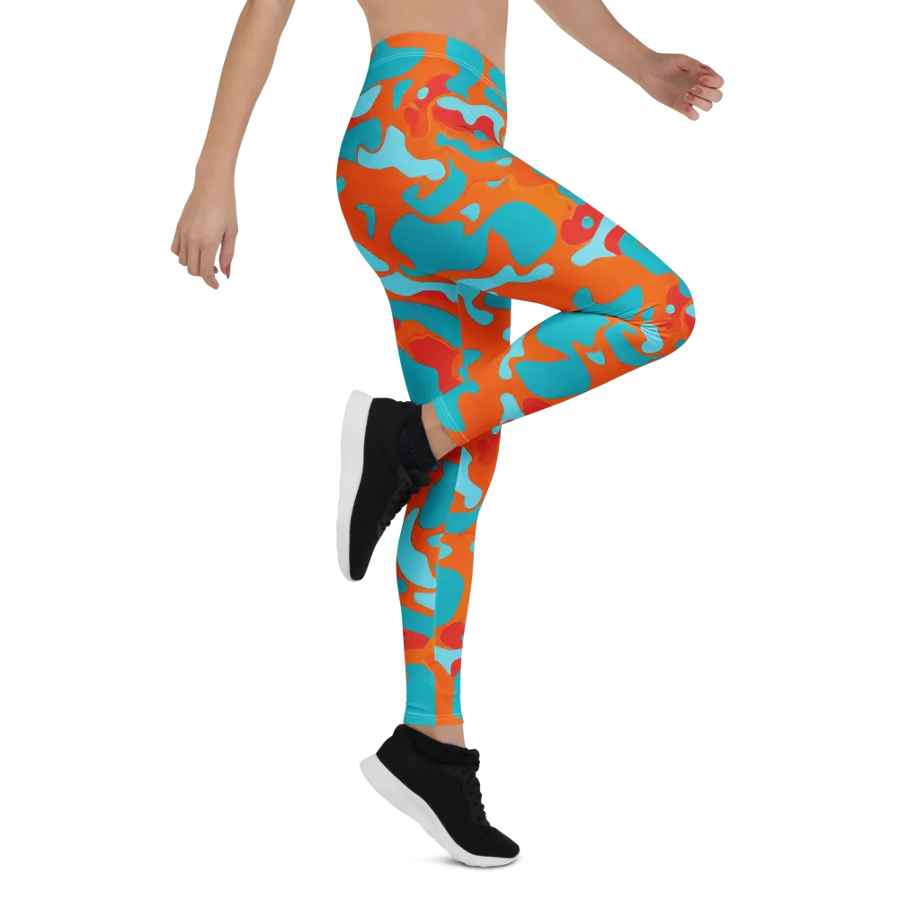 Turquoise Flame on Leggings — Right