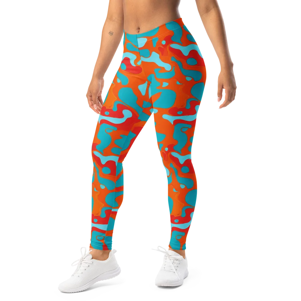 Turquoise Flame on Leggings — Left Front