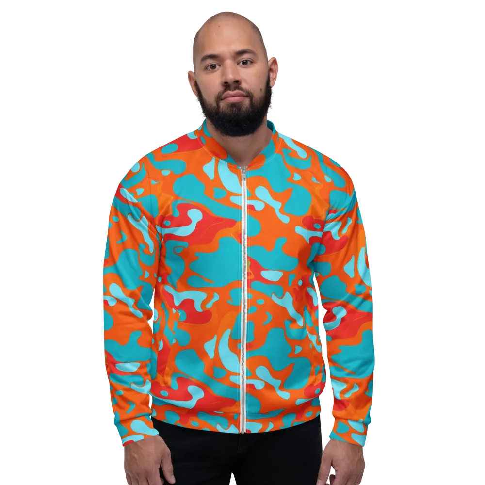 Turquoise Flame on Bomber Jacket — Front