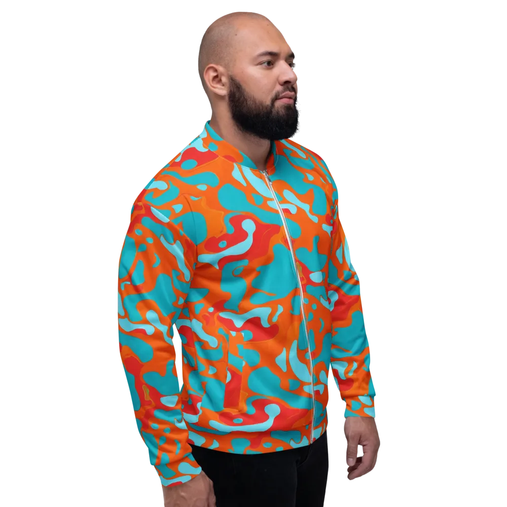 Turquoise Flame on Bomber Jacket — Right