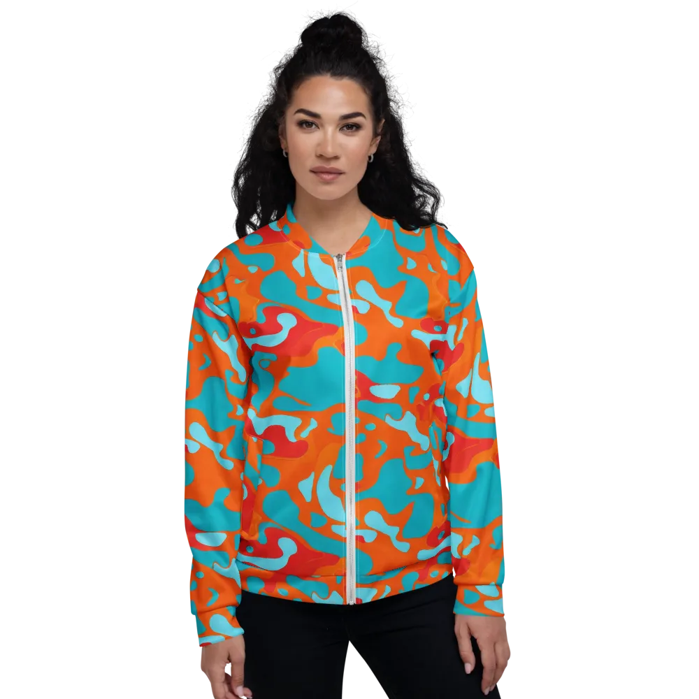 Turquoise Flame on Bomber Jacket — Front