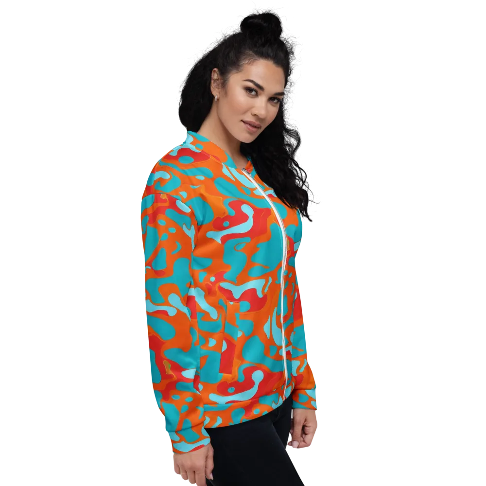 Turquoise Flame on Bomber Jacket — Right