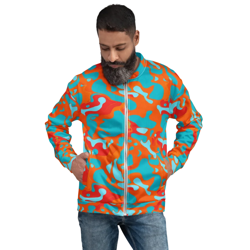 Turquoise Flame on Bomber Jacket — Front