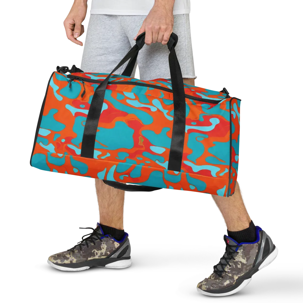Turquoise Flame on Duffle Bag — Front