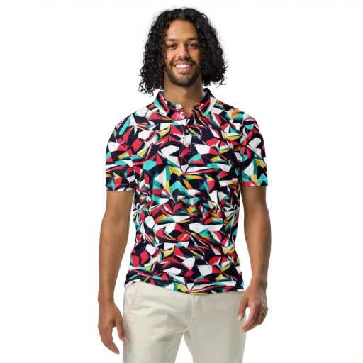 Vivid Rupture on a Men's Slim Fit Polo Shirt
