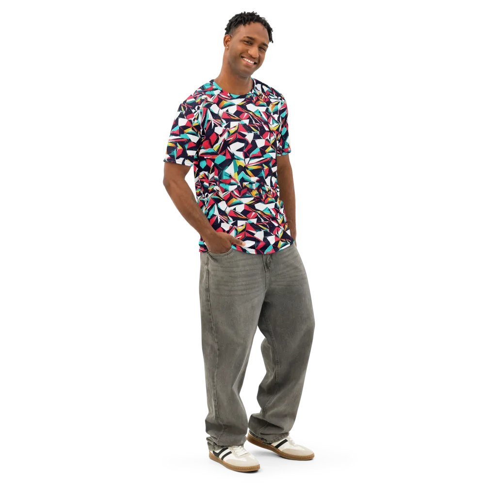 Vivid Rupture on Men's Cotton Crew Neck T-Shirt — Right Front