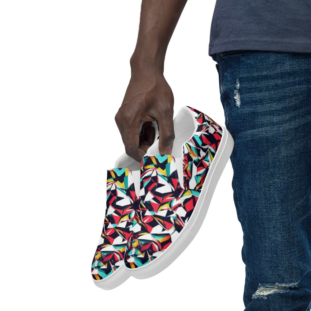 Vivid Rupture on Men's Slip-On Canvas Shoes — Left Front