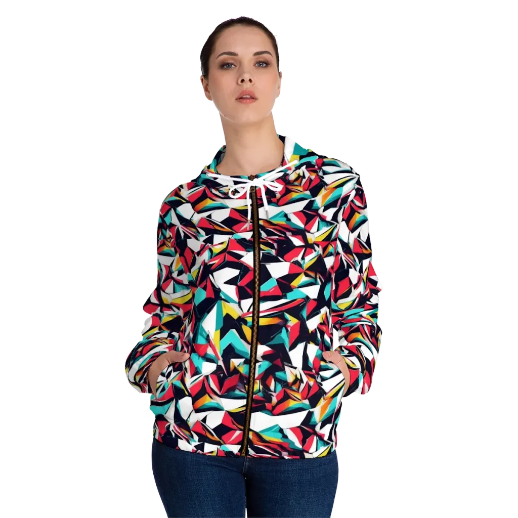 Vivid Rupture on Women's Full-Zip Hoodie — Front On Person